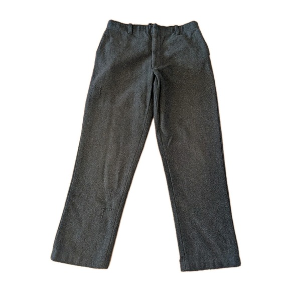 Vtg 70s Heavy Wool Whipcord Work Trousers 34x30 Talon Zipper Distressed Patched